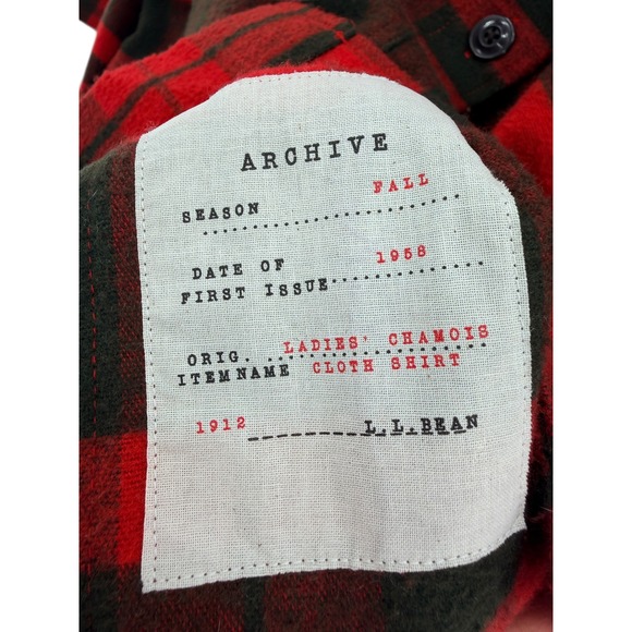 LL Bean Signature Archive Flannel Shirt Women XL Red Plaid Chamois Cloth Pockets - Picture 4 of 7